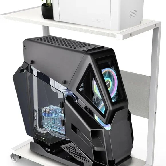 2-Tier C-Shape Computer Stands, for Gaming Desktops, with Wheels